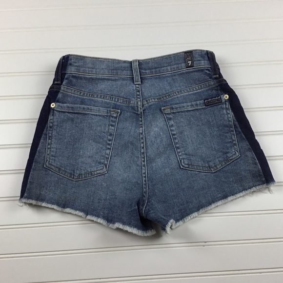7 For All Mankind High Waist Cut Off Denim Shorts - Picture 4 of 8